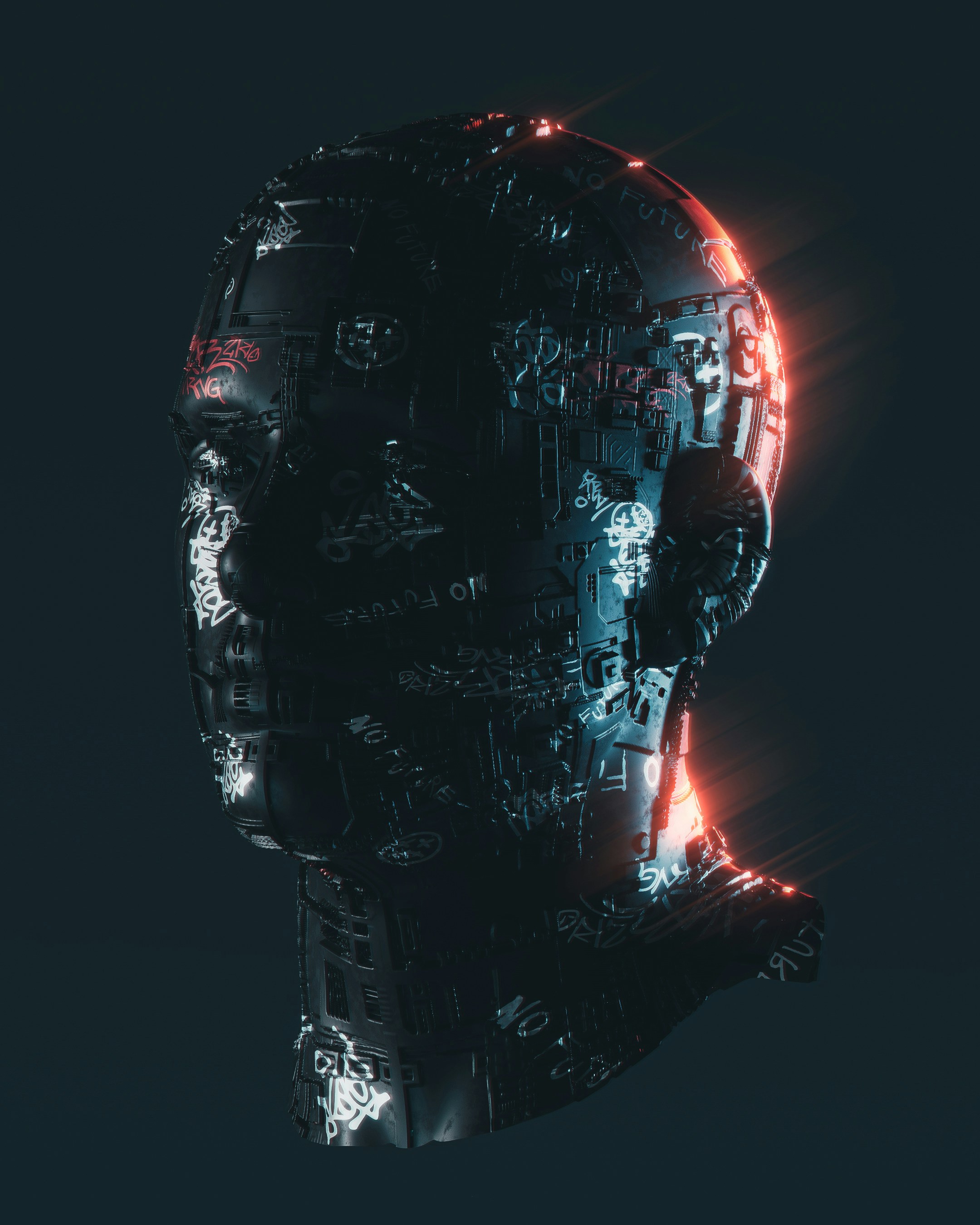 AI robot head — futuristic machine intelligence